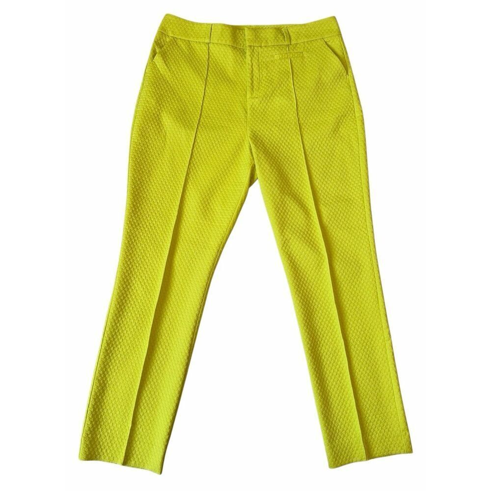 Soft Surroundings Straight Pants Textured Office Career Highlighter Yellow 10